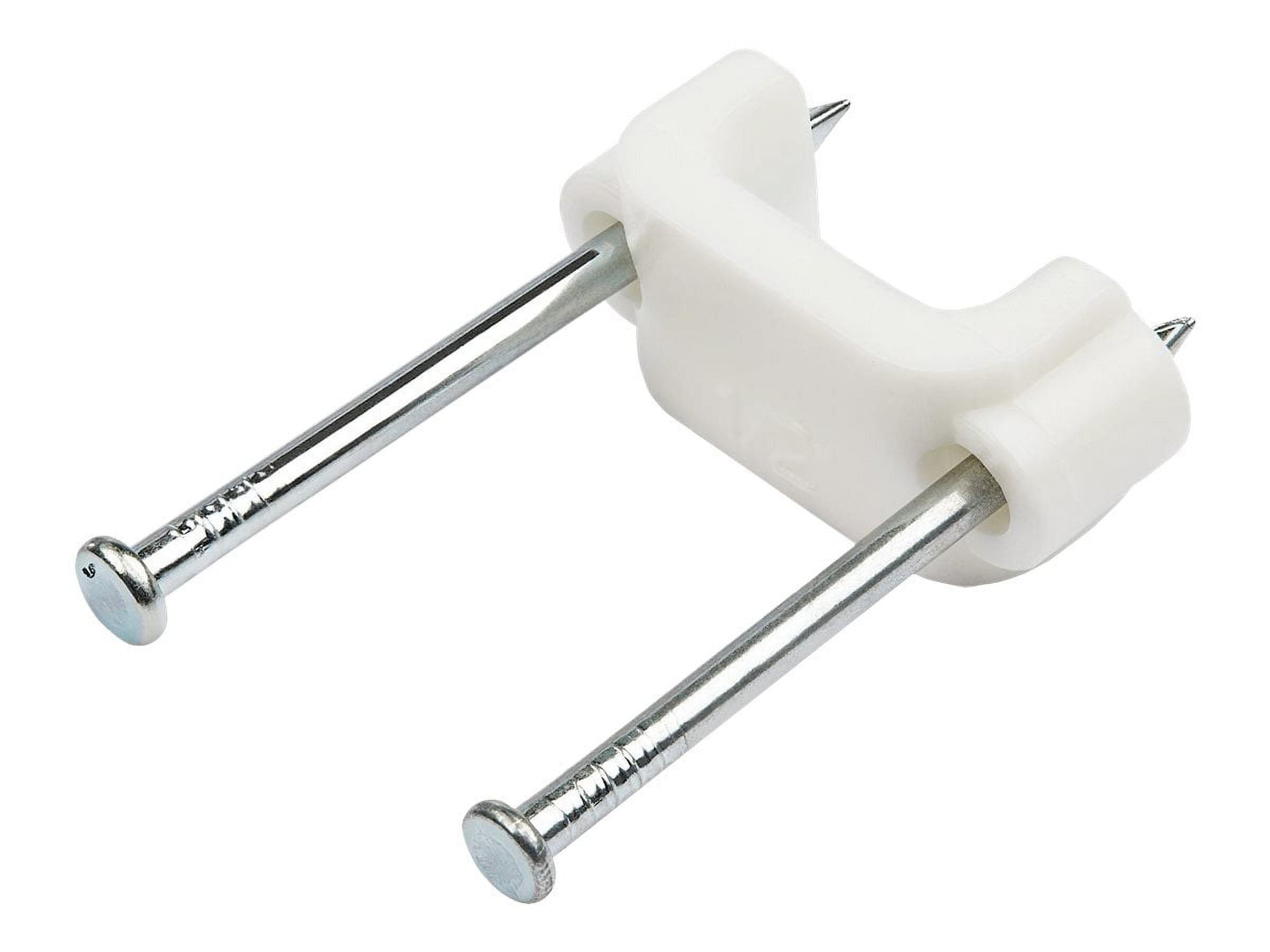 Cable Clips with Two Steel Nails, White - Medium - Pack of 100