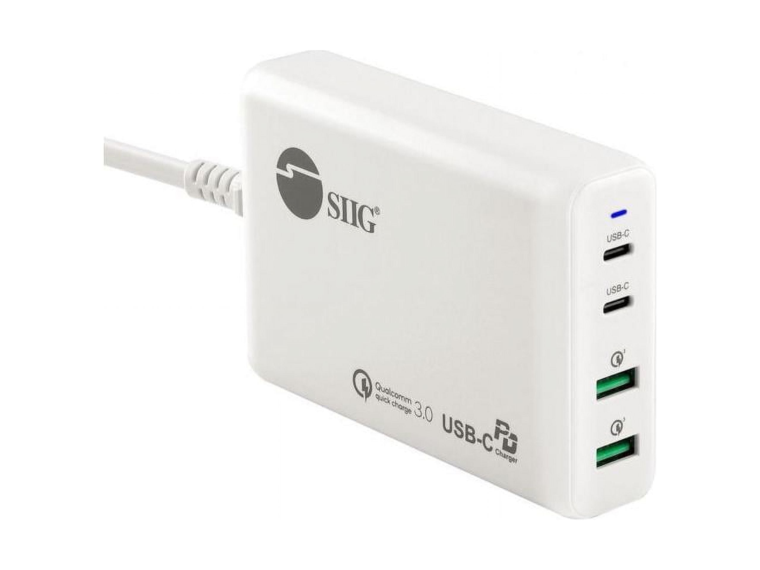 100W Dual USB-C PD3.0 PPS & QC 3.0 Combo Power Charger, White