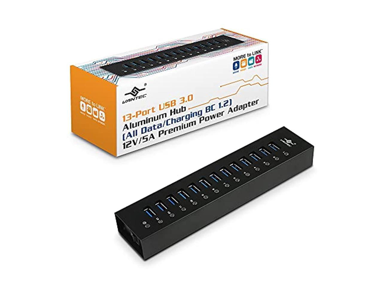 12V 5 amps AC 13 Port USB3.0 Aluminum Hub Data Charging