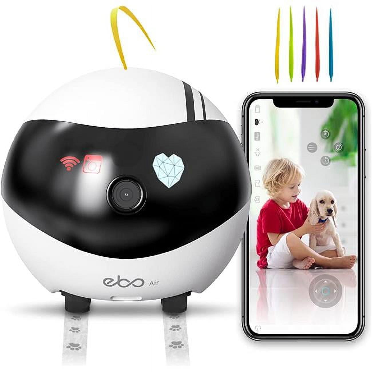 Picture of Enabot EBO AIR Air Security Pet & Motion Detection 1080P AI Camera with E-Pet&#44; Wireless Self-Charging Night Vision Companion Robot for Elderly Pet Kid & 32GB SD Card APP Remote Control