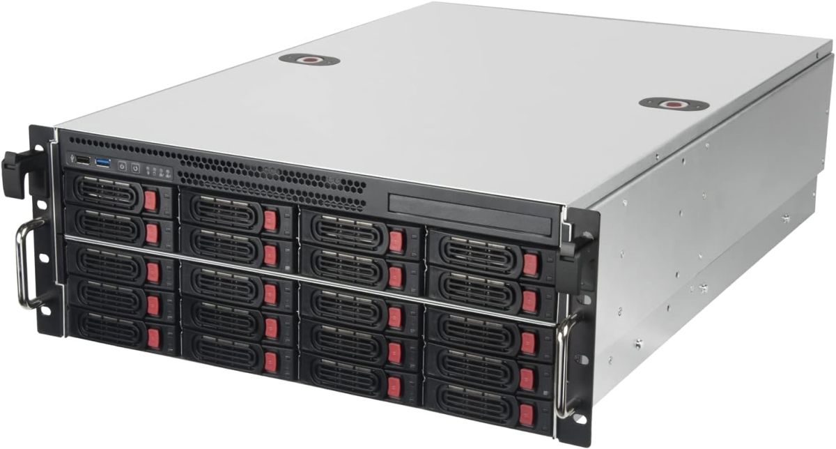 Picture of SilverStone Technology RM43-320-RS 4U 20 Bay 2.5 3.5 HDD SSD Rackmount Storage Server