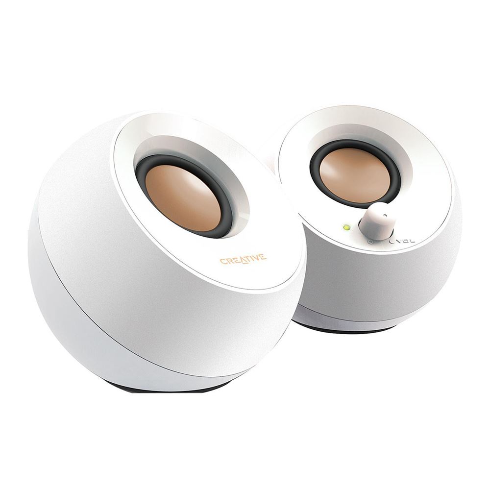 Picture of Creative Labs 51MF1700AA003 Pebble V3 Minimalistic 2.0 USB C Speakers with Bluetooth - White
