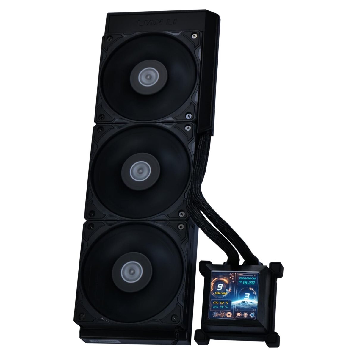 Lian-Li HSLCD36SB 480 x 480 Pixel 500 Nits HydroShift LCD 360S Liquid AIO CPU Cooler with 2.88 in. IPS Display, Black