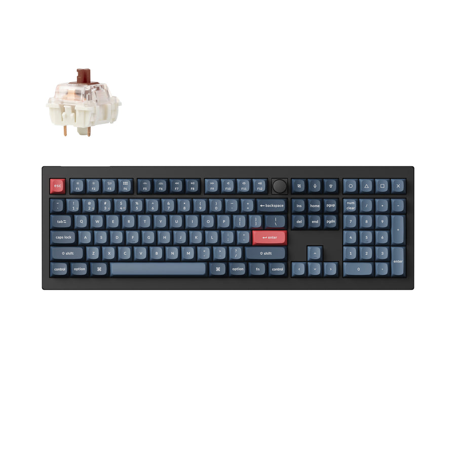 Picture of Keychron V6M-D3 V6 Max QMK VIA Fully Assembled Knob Wireless Custom Mechanical Keyboard - Carbon Black with Gateron Jupiter Brown Switch
