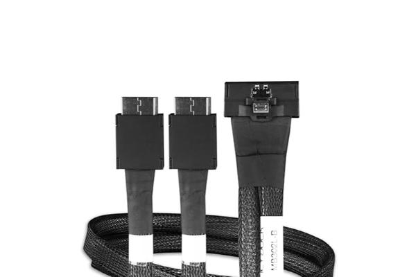 MB302L-B 0.5M MCIO 8i SFF-TA-1016 to Dual Oculink 4i SFF-8611 Cable, Bulk Pack - Black
