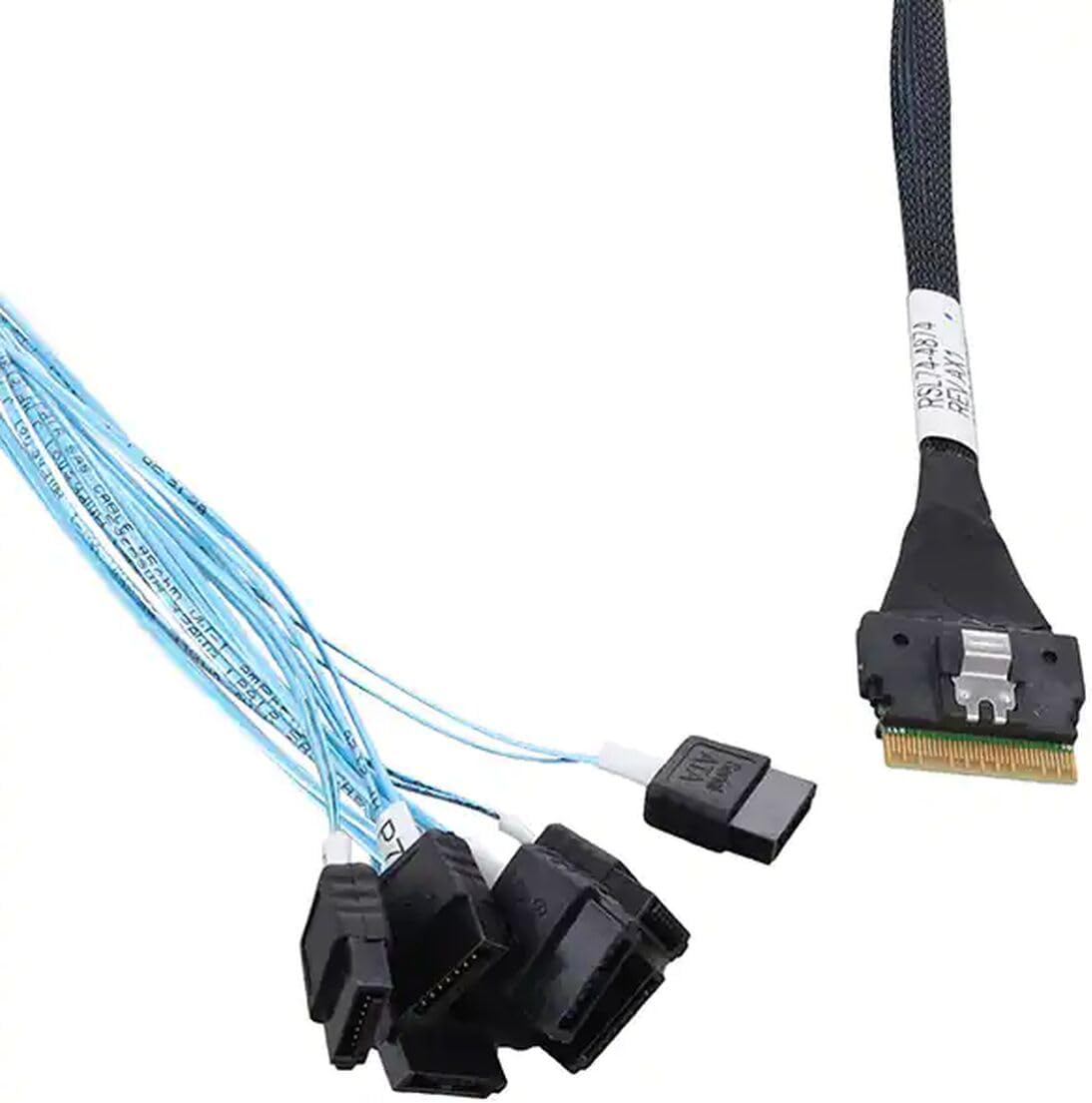 2305800-R 0.8 m I-Slim SAS x 8 SATA x 1 SATA Internal Cable, Black