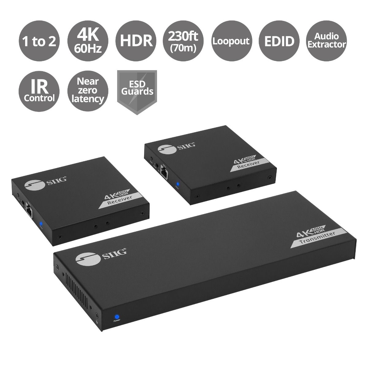 CE-H27911-S1 1 x 2 HDMI Splitter Over Cat6 Extender with Loopout