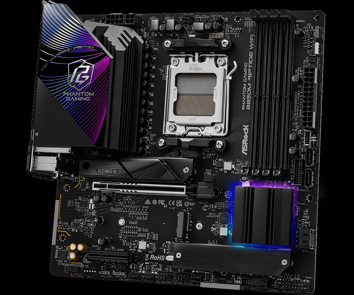 Picture of ASRock B850M RIPTIDE WIFI MB B850M Riptide Wi-Fi AMD B850 AM5 256GB DDR5 Micro ATX Motherboard