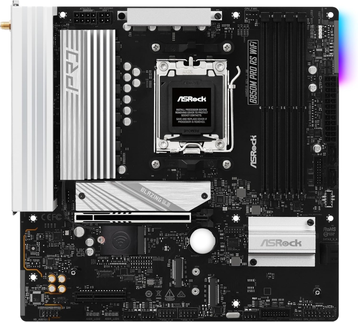 Picture of ASRock B850M PRO RS WIFI MB B850M Pro RS Wi-Fi AMD B850 AM5 256GB DDR5 Micro ATX Motherboard