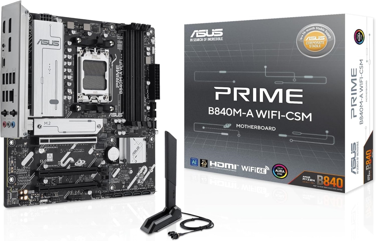 Picture of ASUS TeK PRIME B840M-A WIFI-CSM AM5 max192GB DDR5 micro-ATX Retail Motherboard