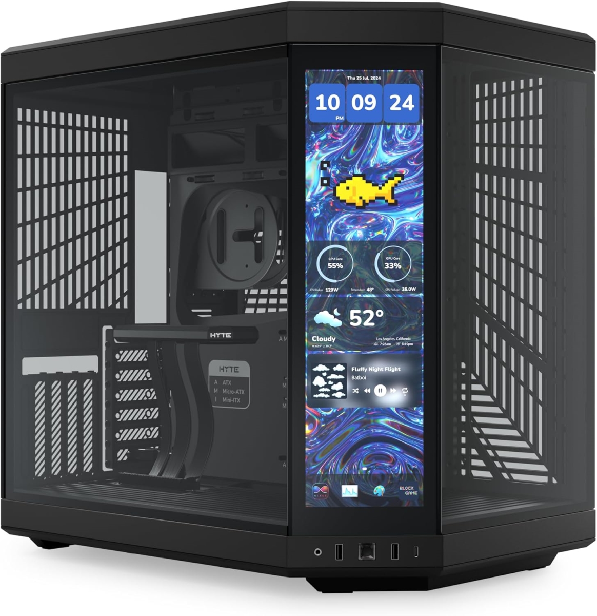 CS--Y70TTI-BB Touch Infinite Dual Chamber ATX Mid Tower Modern Aesthetic Case - Black