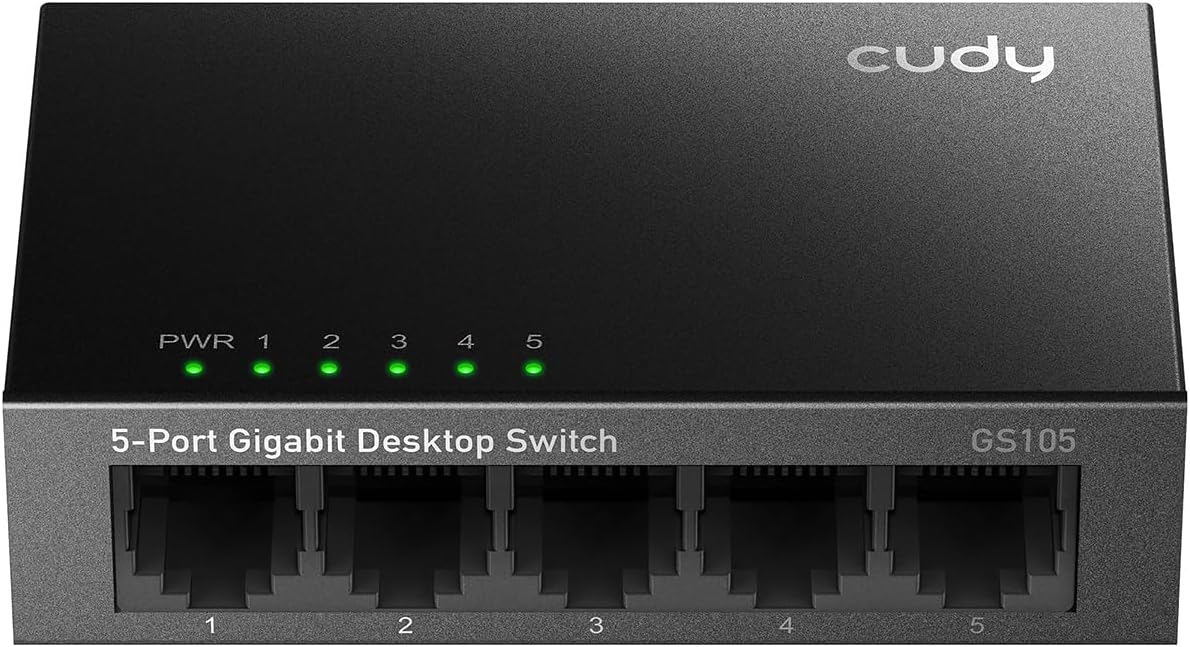 GS105D 5 Port Gigabit Network Desktop Switch & Ethernet Splitter - Black
