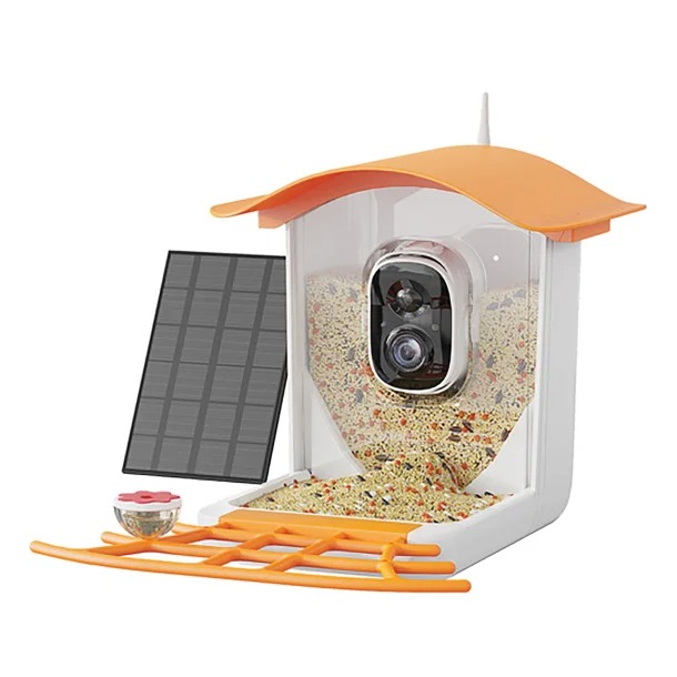 Picture of PerchMe SF-BF-MT01 Smart Bird Feeder Camera WL Solar Powered Mango Tango - Orange & White