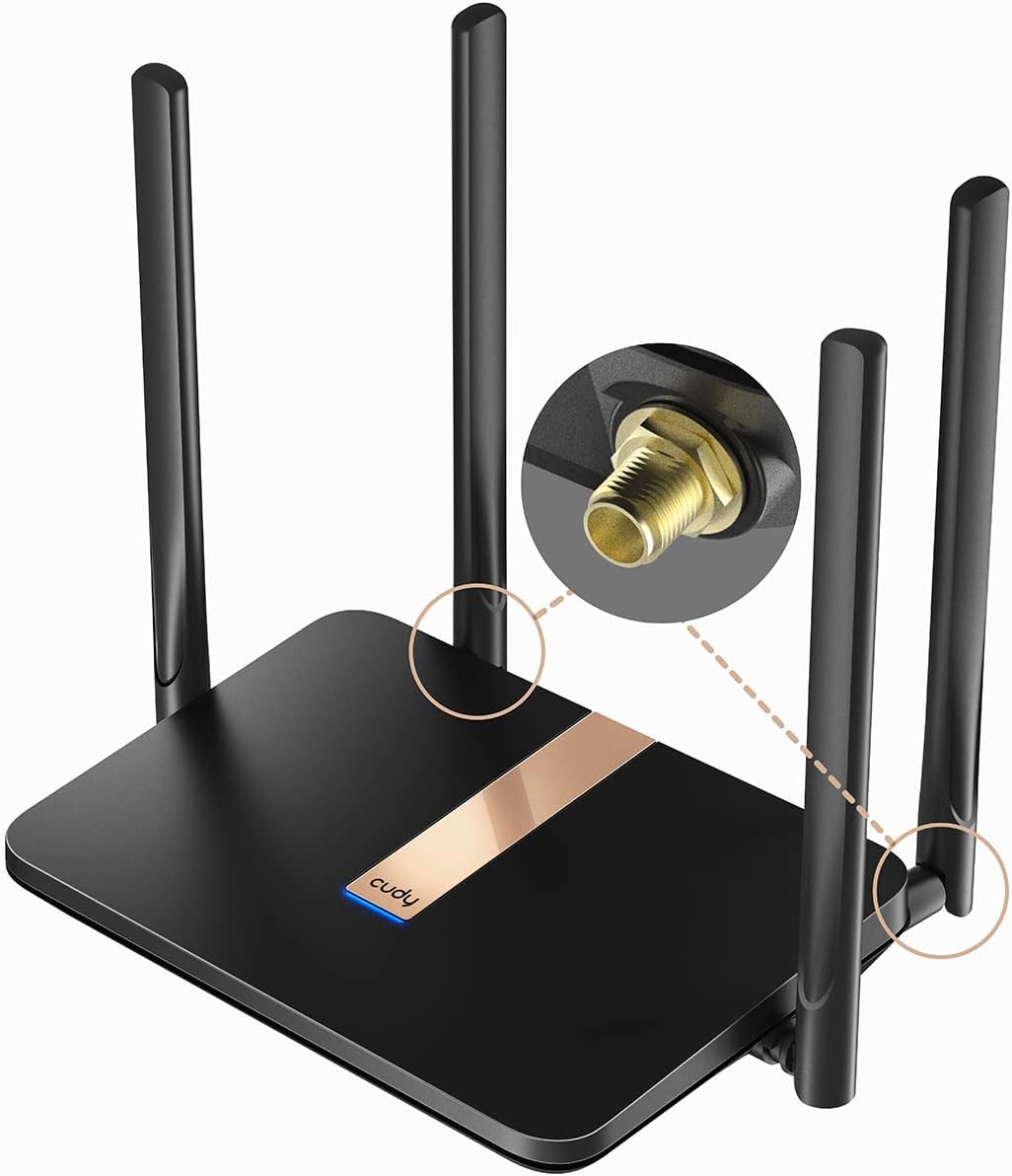 Picture of Cudy LT500D 4G LTE Modem Router with SIM Card Slot&#44; 1200Mbps Mesh Wi-Fi - EC25-AFX Qualcomm Chipset&#44; Detachable Cellular Antennas - Black