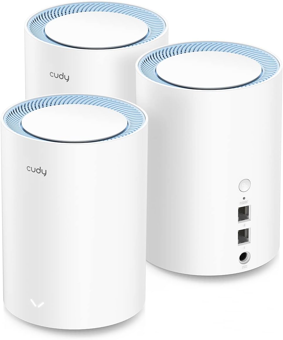 Picture of Cudy M1200-3-PACK 2.4GHz 5GHz Whole Home Mesh Dual Band Wi-Fi Router&#44; Range Extender & Router - White - Pack of 3