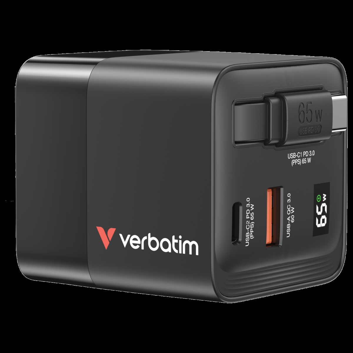 Picture of Verbatim 32217 65W Retractable Cable GAN Charger