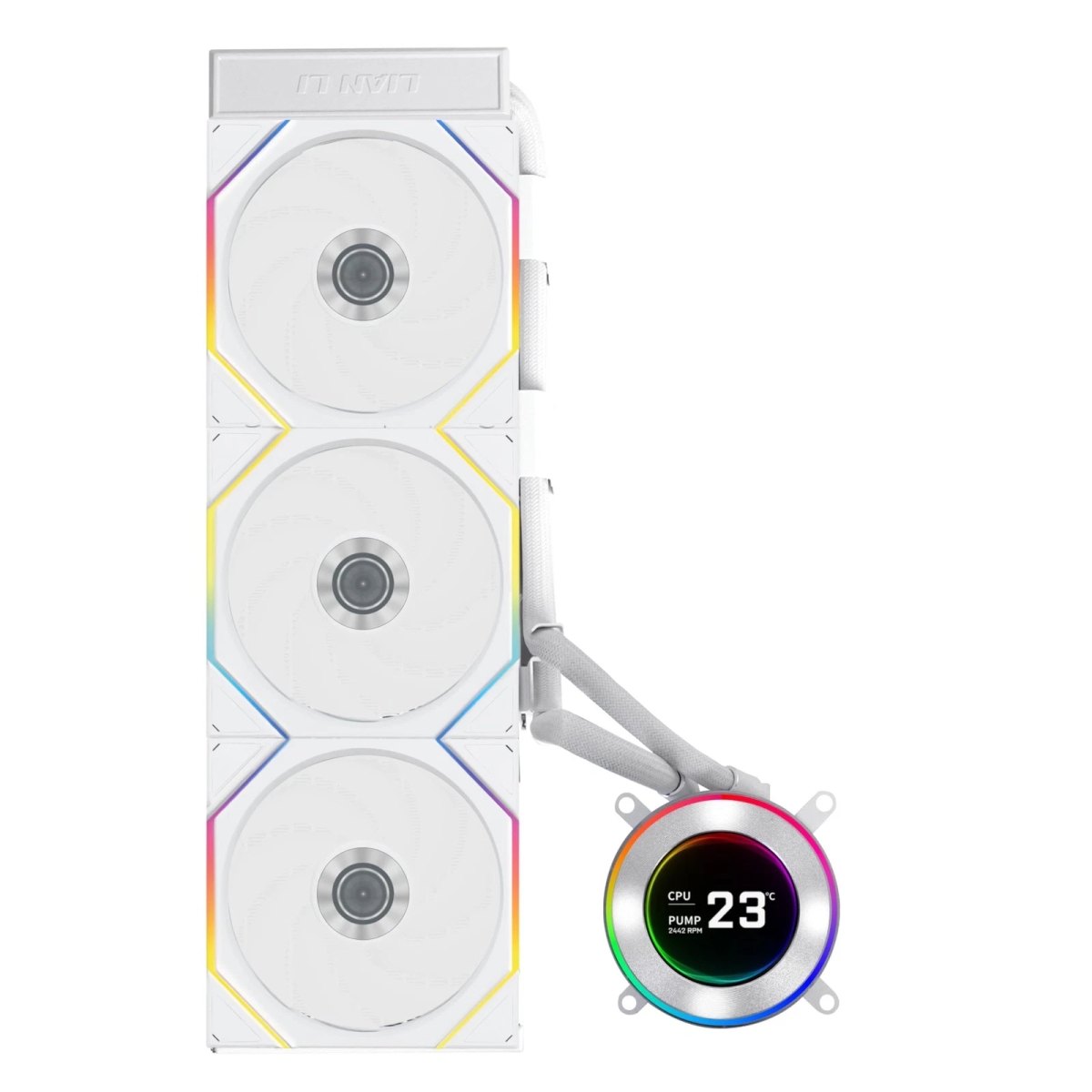 Lian-Li HS2LCD36TW 2.1 LCD 3xUNI Fan Radiator, White