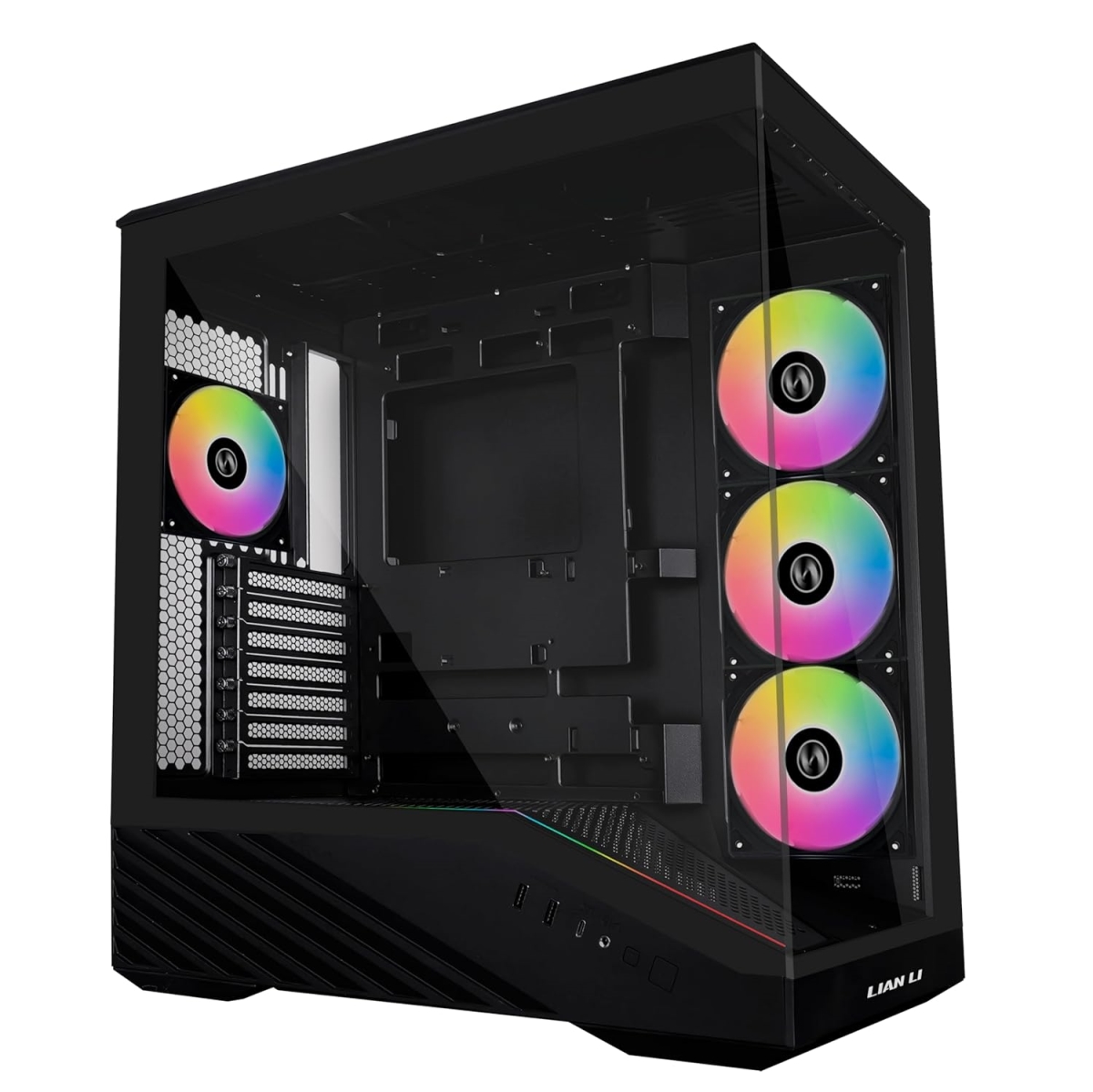 Lian-Li V100 Tempered-Glass Mid-Tower Argb Lighting Atx Case [Compatible with Itx, M-atx, Atx, E-atx Motherboards] - Black