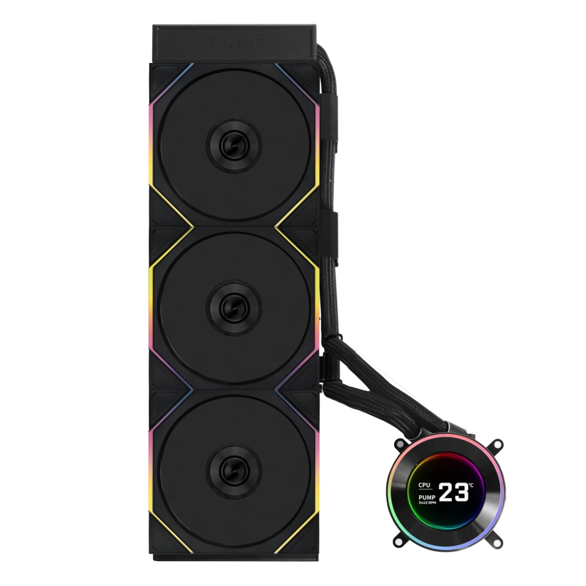 Lian-Li HS2LCD36TB 2.1 LCD 3xUNI Fan Radiator, Black
