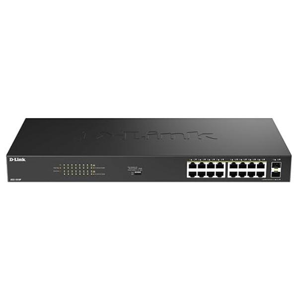 DGS-1018P 12V Switch 18-Port 1Gigabit PoE Unmanaged Switch, Black