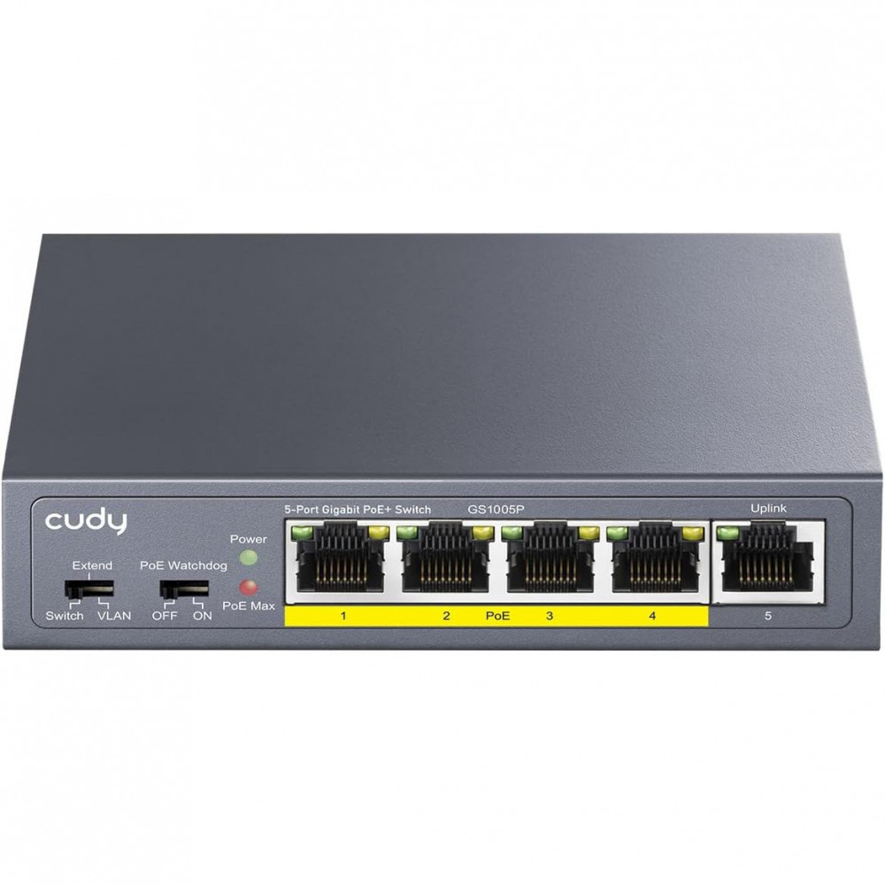 GS1005P 60W 5-Port 10 100 1000M PoE Plus Switch - Gray
