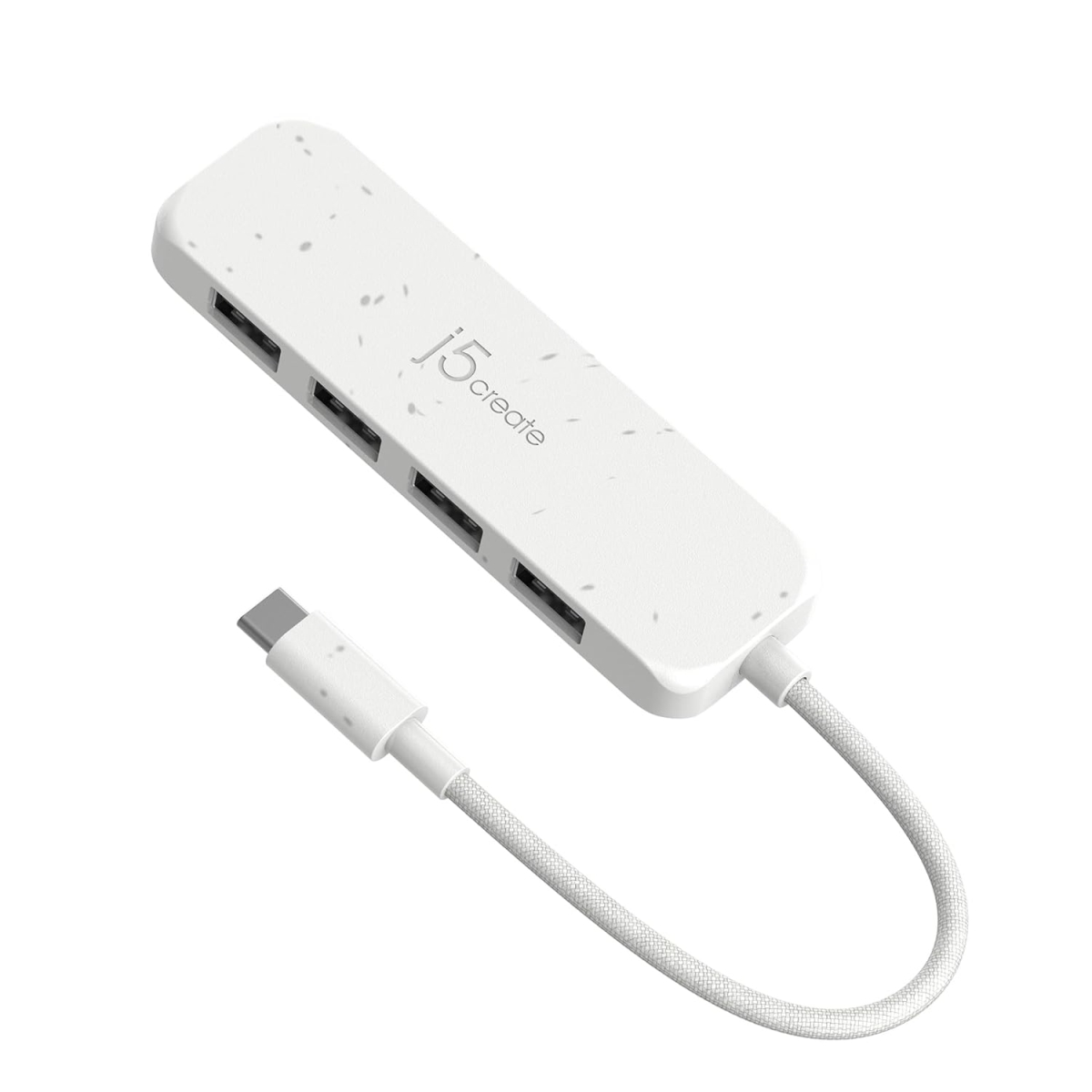 JCH341EW USB-C to 4 Port Type-A Gen2 Hub with 10Gbps SuperSpeed, Pure White