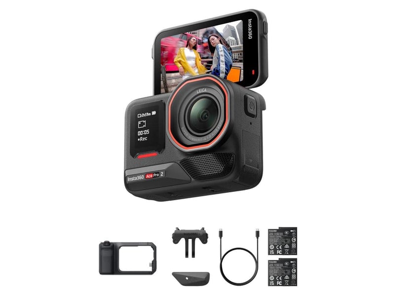 CINSBBGA-ACEPRO2166 Ace Pro 2 8K AI-Powered Action Camera, Xplorer Pro Bundle with Dual Battery, Midnight Black