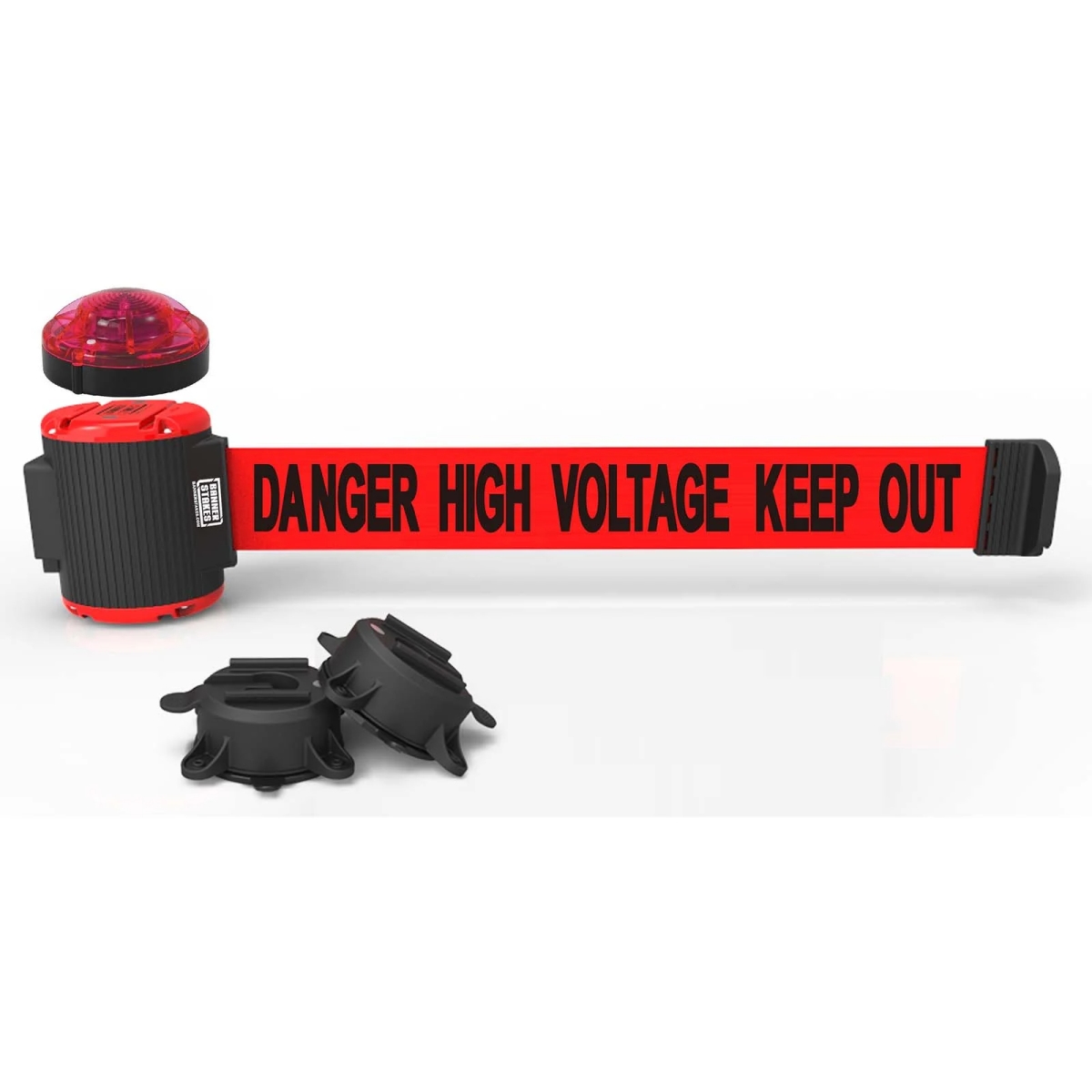 MH5010L 30 ft. Magnetic Wall Mount with Light Kit & Danger High Voltage Keep Out Banner - Red