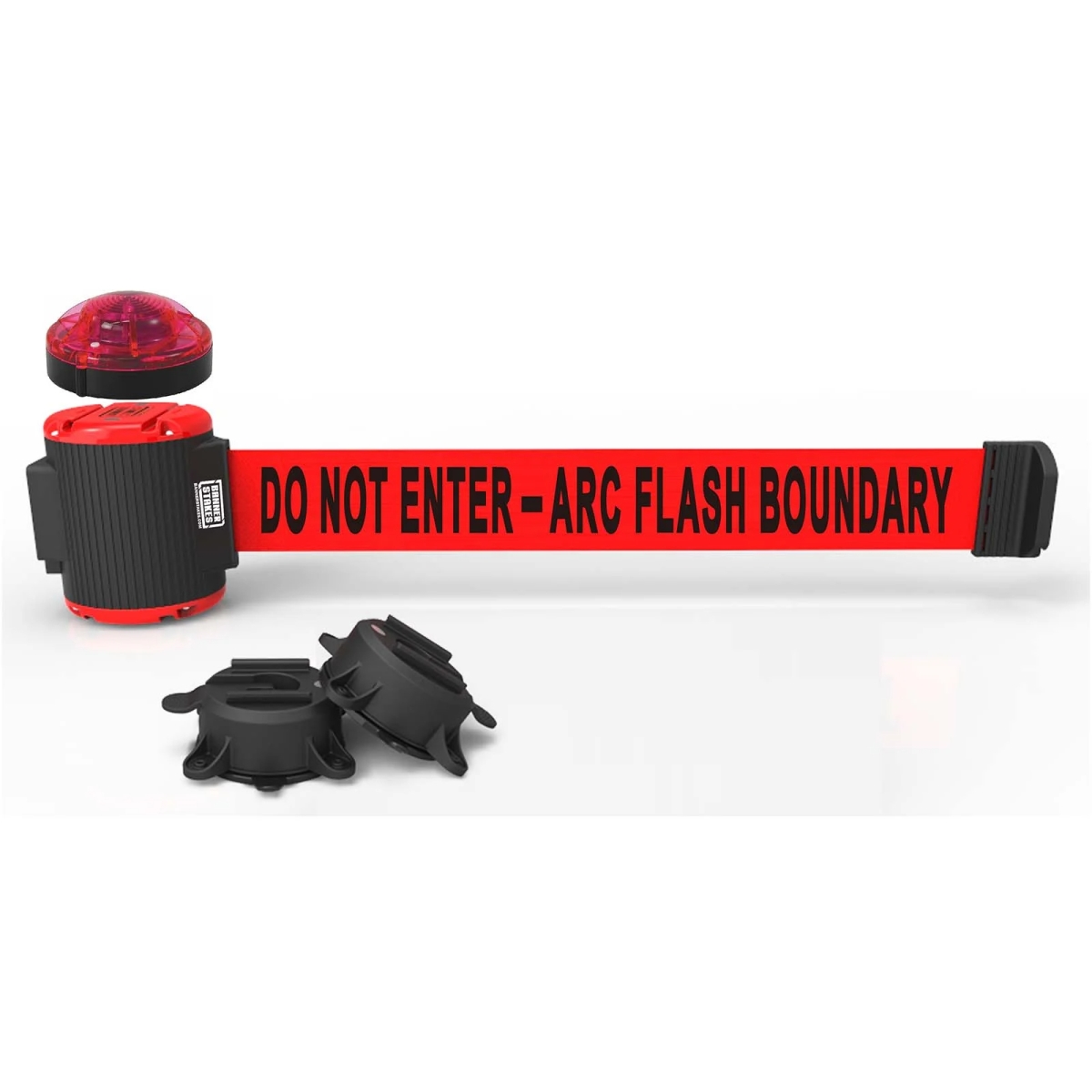 MH5011L 30 ft. Magnetic Wall Mount with Light Kit & Do Not Enter Arc Flash Boundary Banner - Red