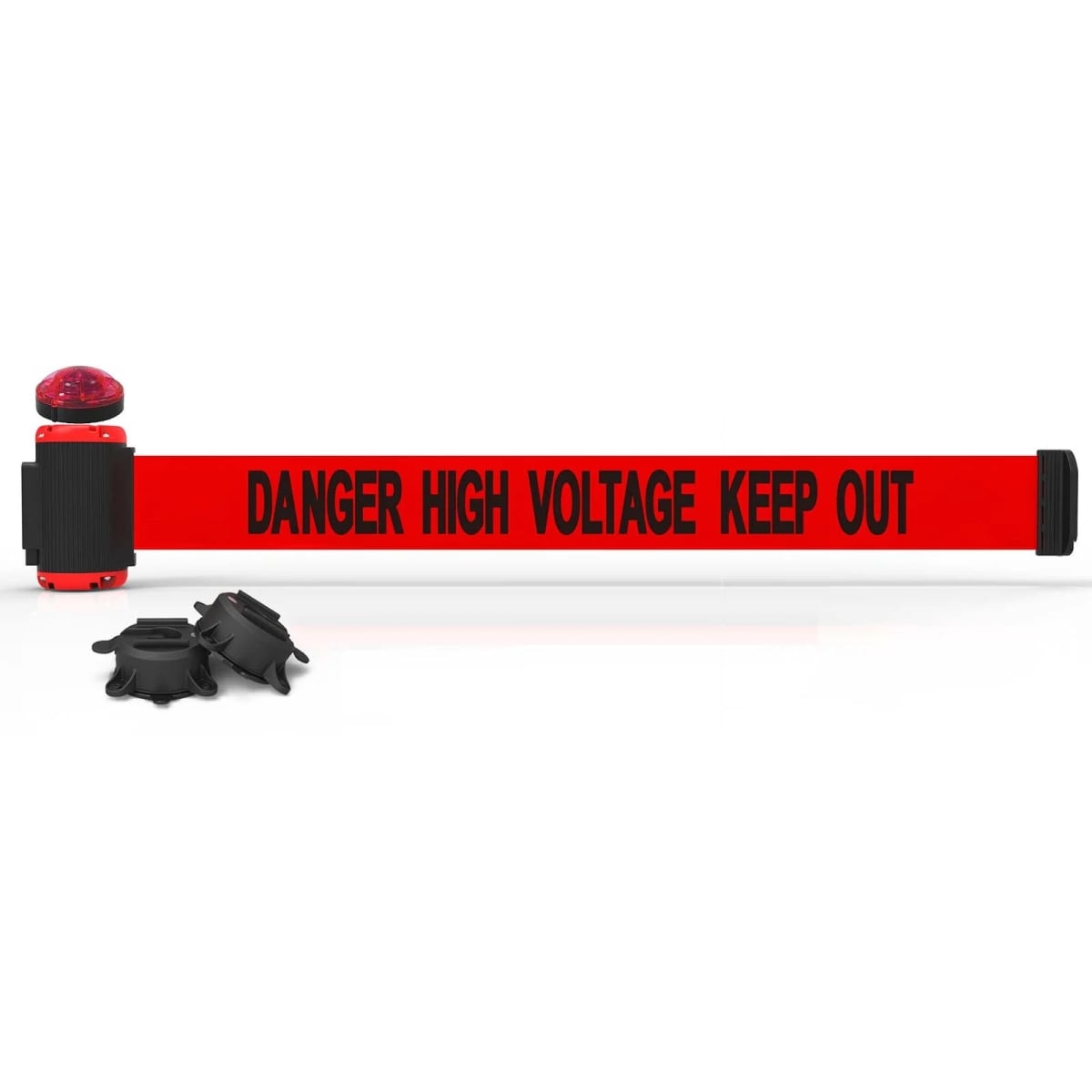 MH7009L 7 ft. Magnetic Wall Mount with Light Kit & Danger High Voltage Keep Out Banner - Red