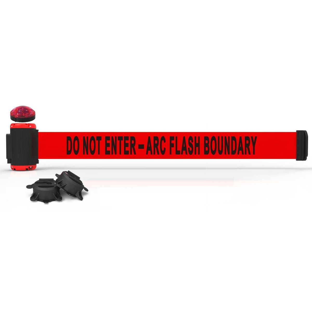 MH7010L 7 ft. Magnetic Wall Mount with Light Kit & Do Not Enter Arc Flash Boundary Banner - Red