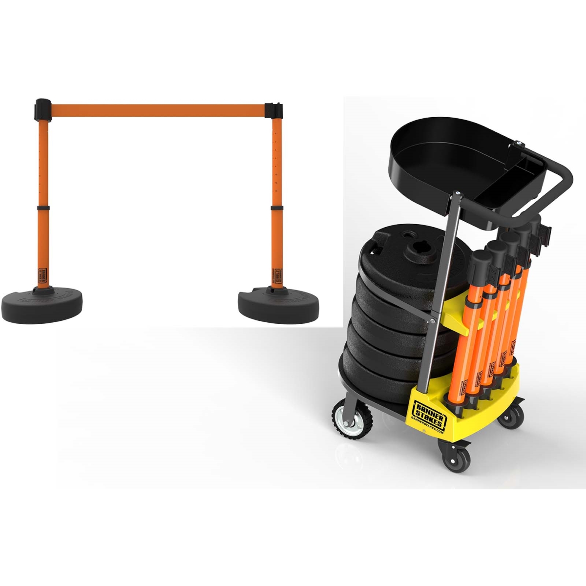 PL4000-OT Plus Cart Package with Tray, Blank Orange Banner
