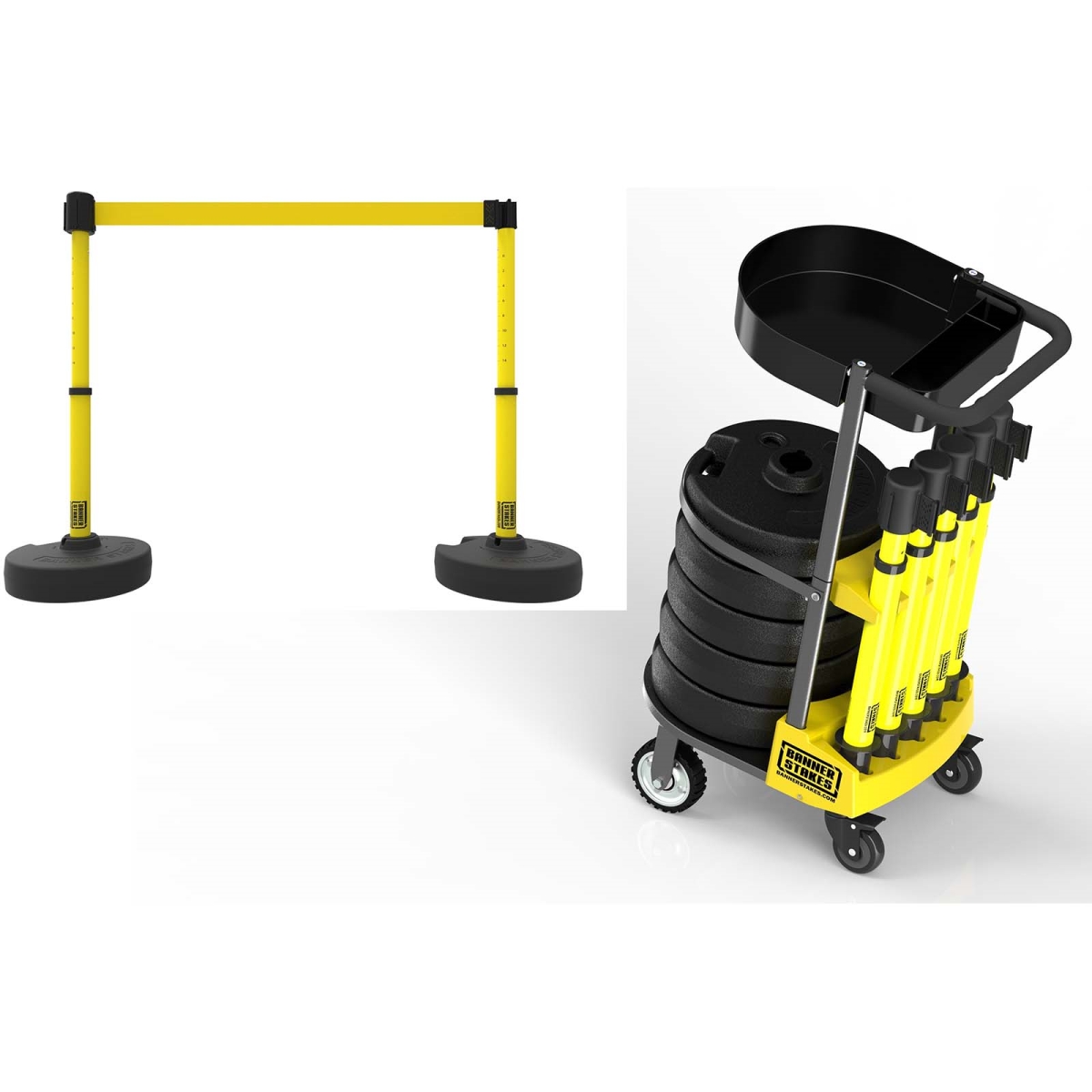 PL4000-YT Plus Cart Package with Tray, Blank Yellow Banner