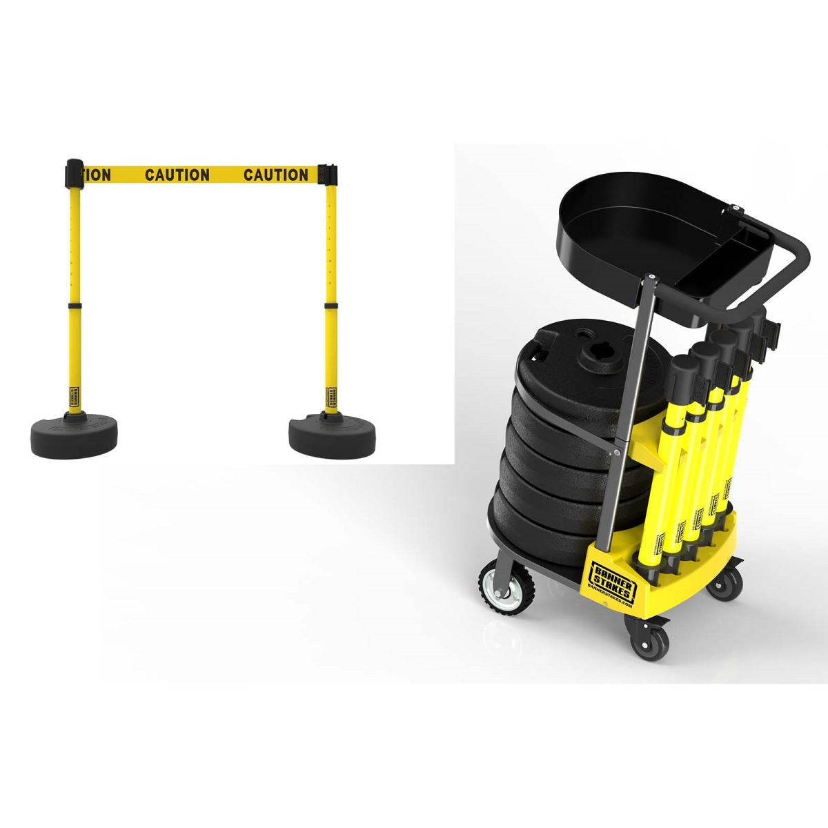 Plus Cart Package with Tray, Yellow Caution Banner