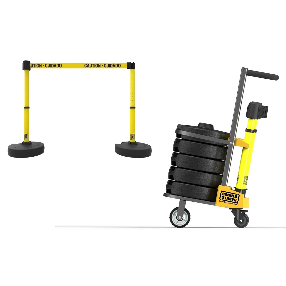 PL4002 Plus Cart Package, Yellow Caution Cuidado Banner