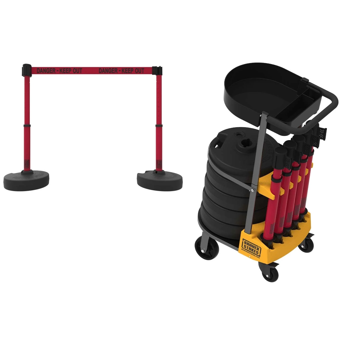 PL4011T Plus Cart Package with Tray, Red Danger Keep Out Banner
