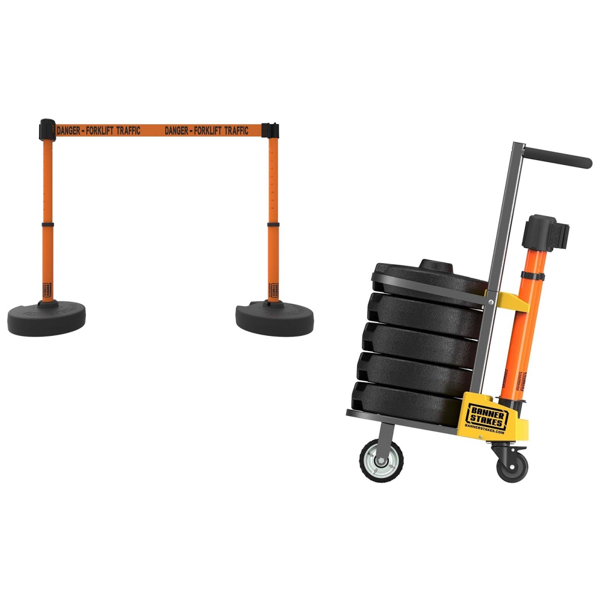 PL4017 Plus Cart Package, Orange Danger Forklift Traffic Banner