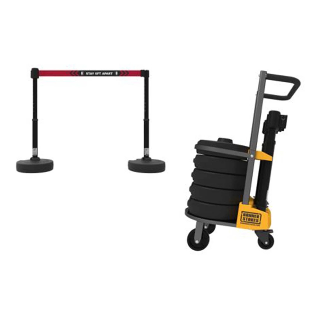 PL4172 Plus Cart Package, Black Stay 6 ft. Apart Banner