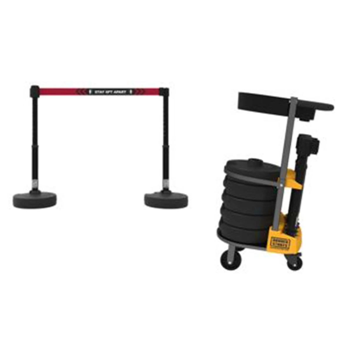PL4172T Plus Cart Package with Tray, Black Stay 6 ft. Apart Banner
