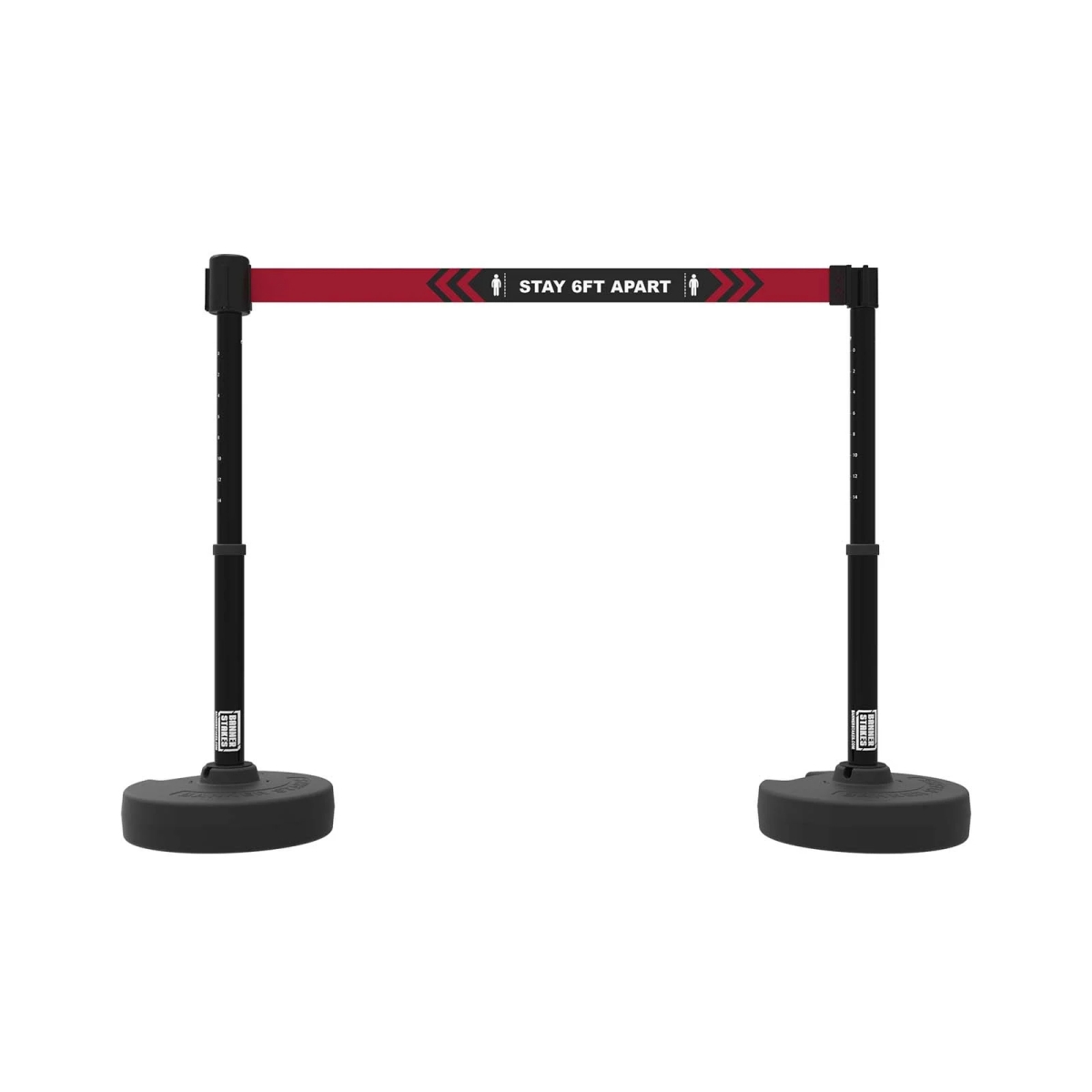 PL4274 Plus Barrier Set X2 with Black Stay 6 ft. Apart Banner