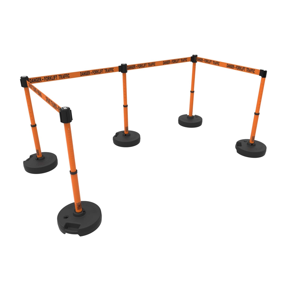 PL4502 Plus Barrier Set X5 - Orange - Danger Forklift Traffic