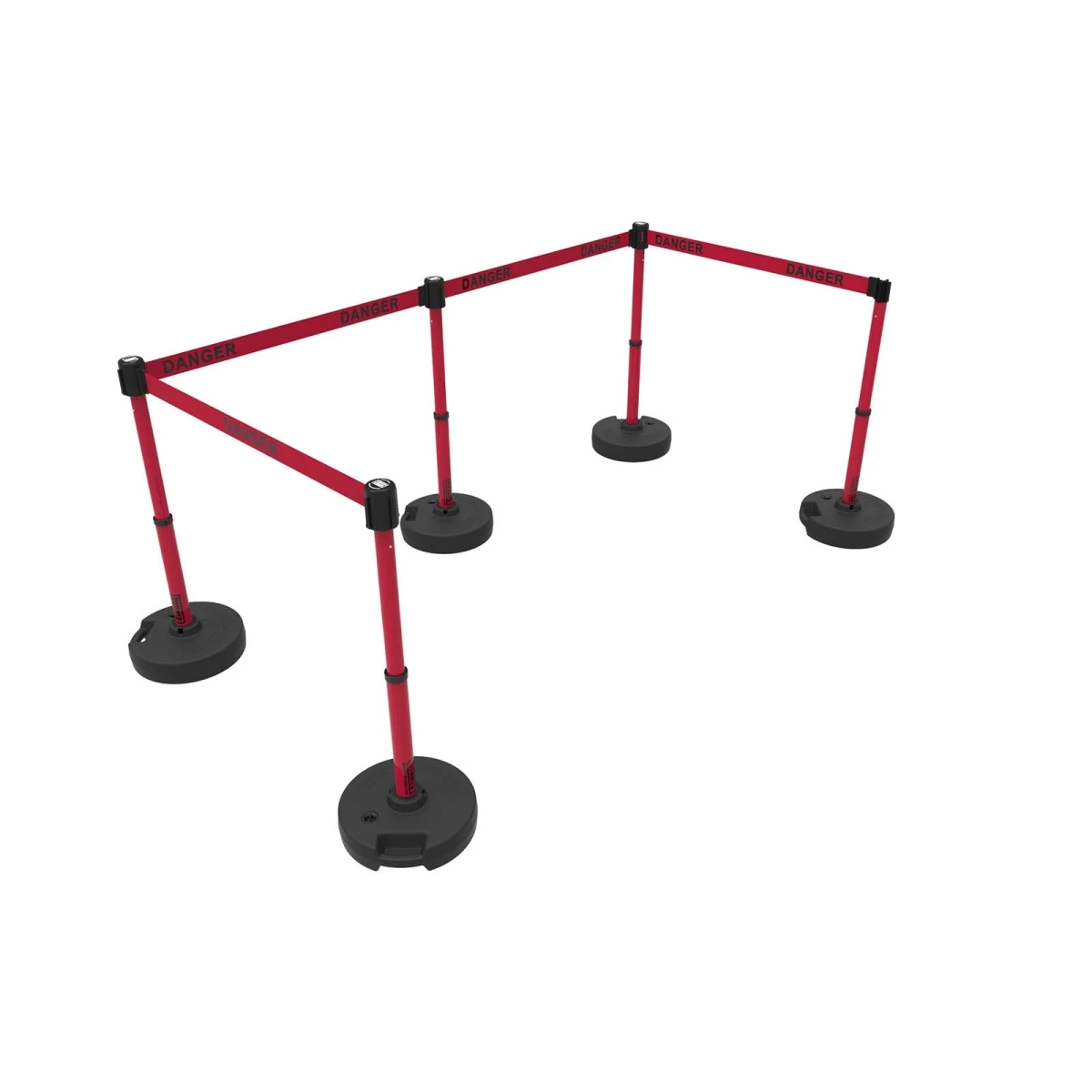 PL4564 Plus Barrier Set X5 with Red Double Sided Danger Banner