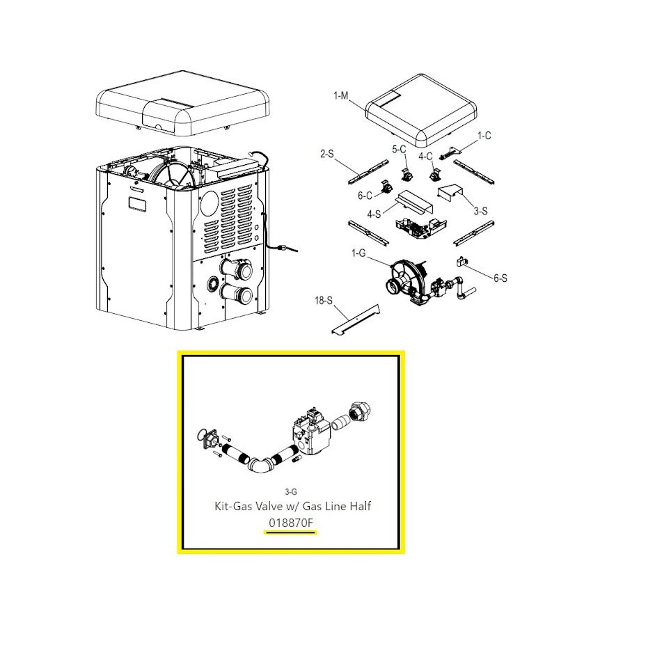 018870F Gas Valve Kit with Gas Line Half Avia Heater
