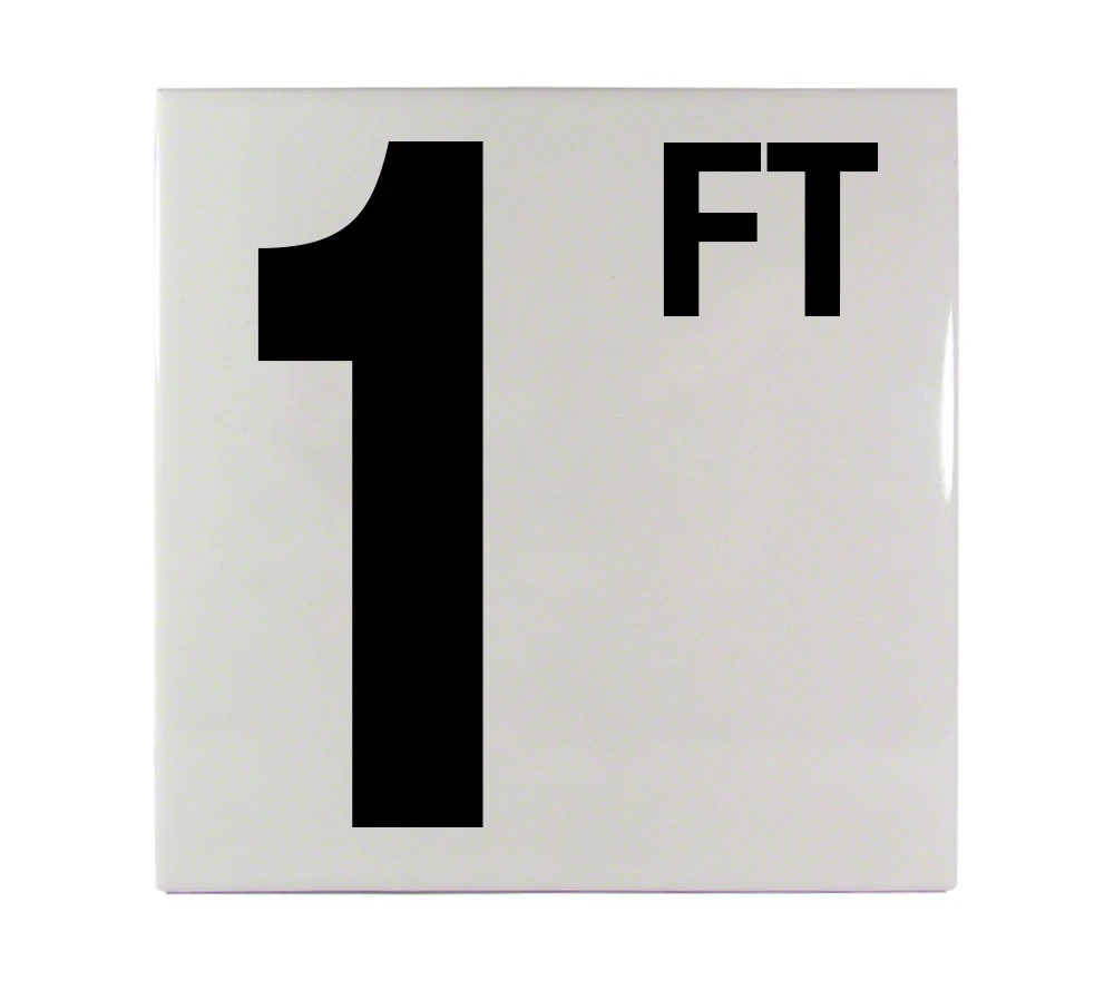 CC610010 6 x 6 in. 1 FT Numbers Depth Marker Smooth Ceramic Tile