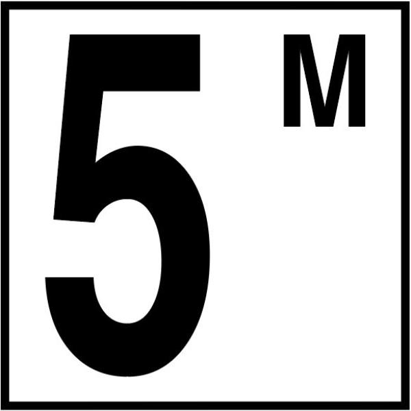 CC613050 6 x 6 in. Smooth Ceramic 5 in. Numbers MM Series Depth Marker Tile - 5M
