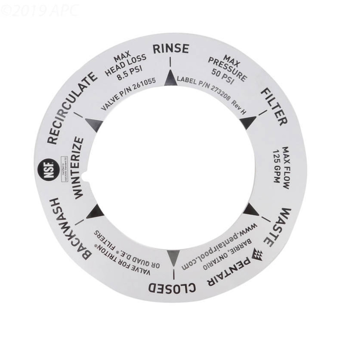 273208 Label for 2 in. NPT Top & Side Mount Multi Port Valve