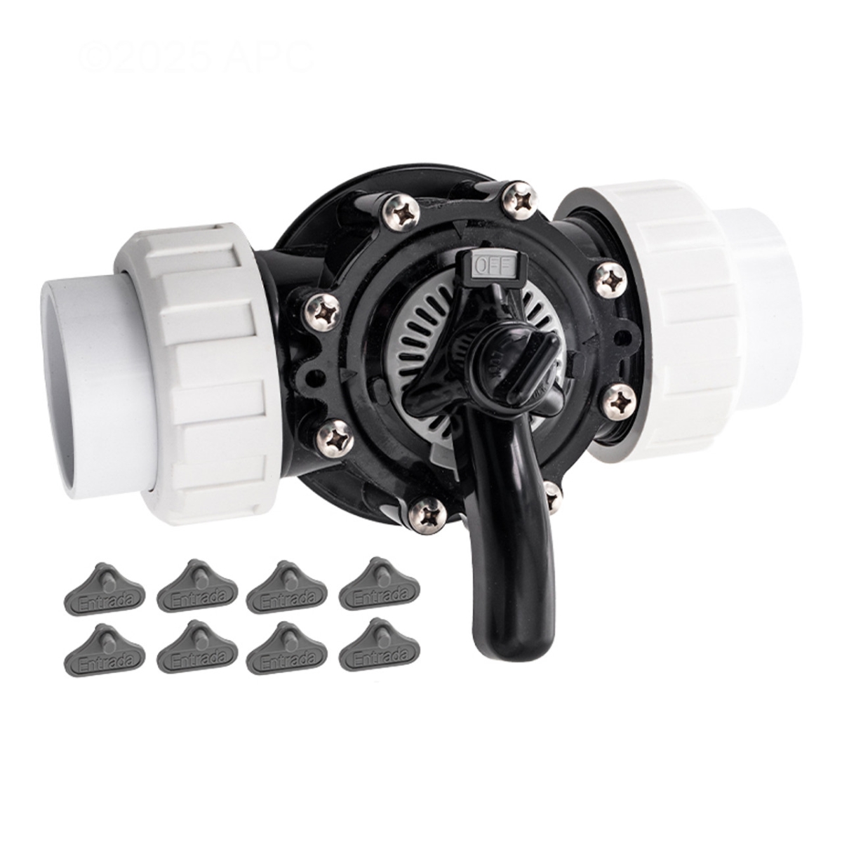Zodiac Pool Care CMP25922204000 2 in. CPVC 2-Way Diverter Socket with Unions, Black