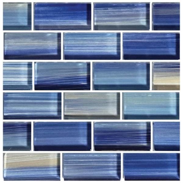 GW82348B10 1 x 2 in. Watercolors Blends Glass Tile - Blue