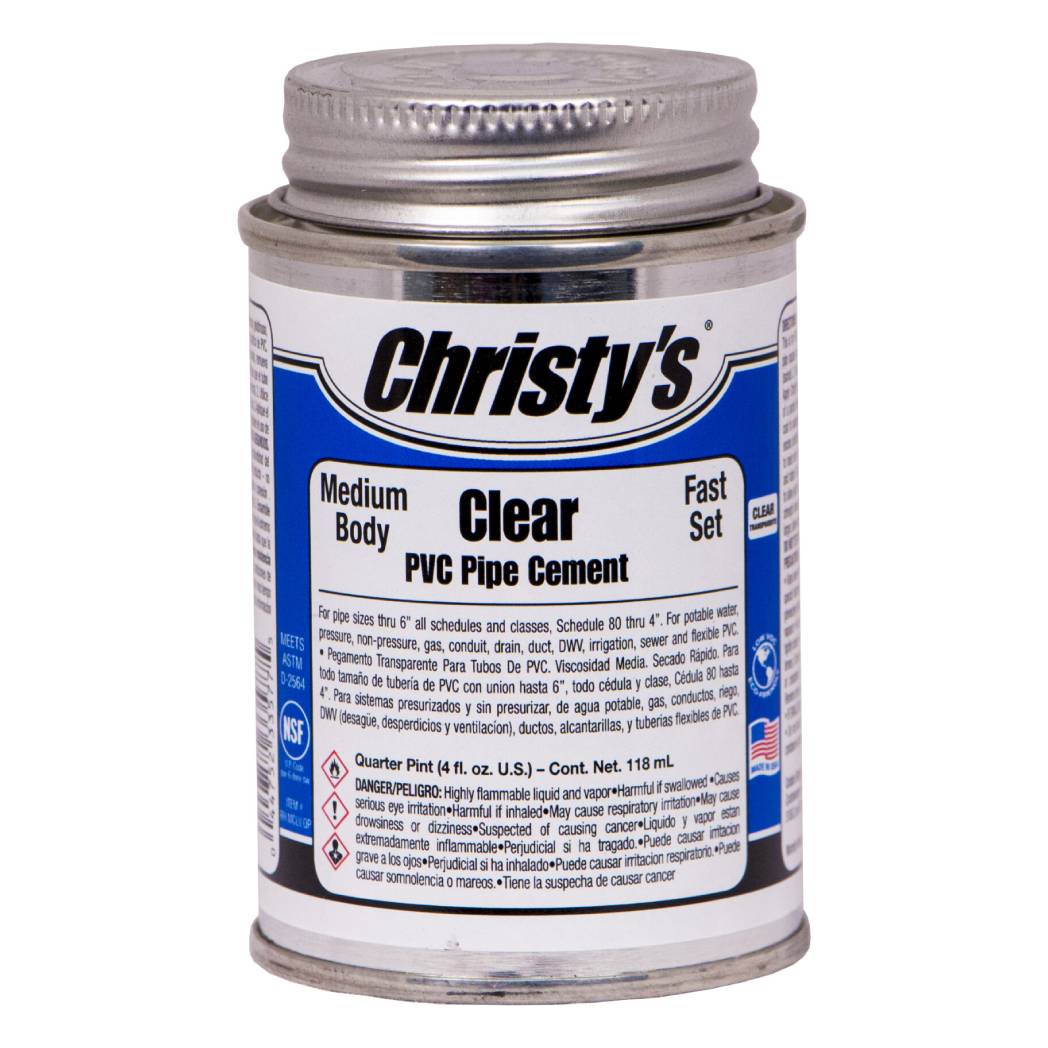 505143 4 oz Pint Medium PVC Cement, Clear - Case of 24
