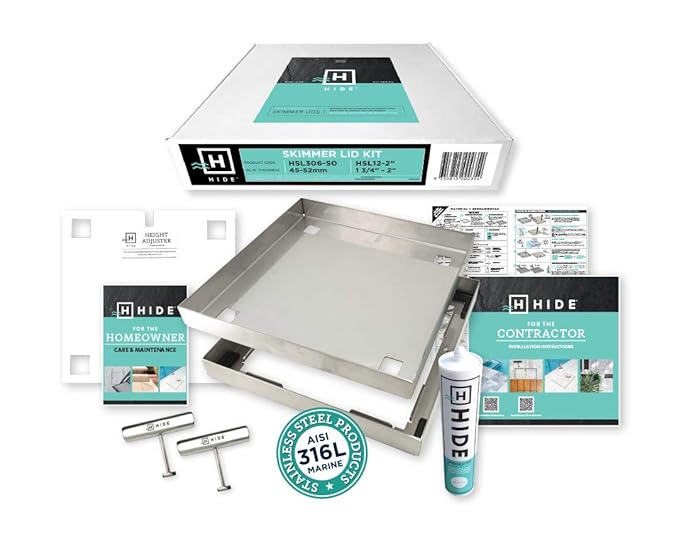 HSL1212KIT 306 mm & 12 in. Kits & Tile 1-1.25 in. Depth Hide Skimmer Lid Kit